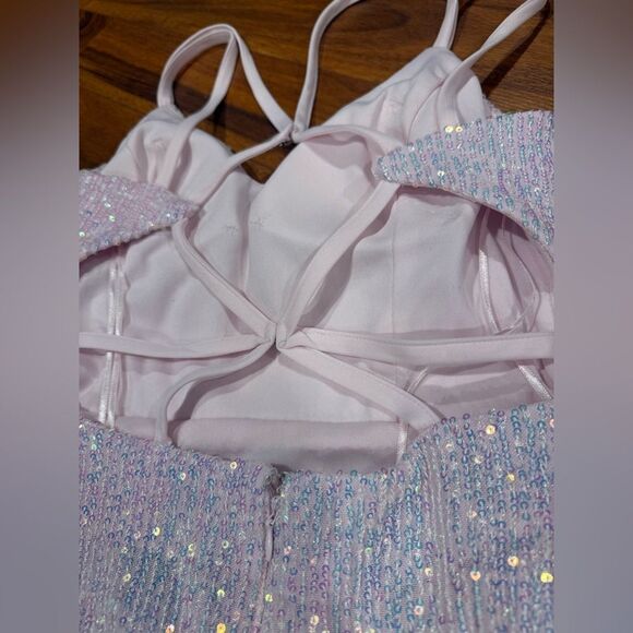 Morgan & Co. Elegant Pink sequin Glitter Evening Dress NWT - Picture 5 of 10